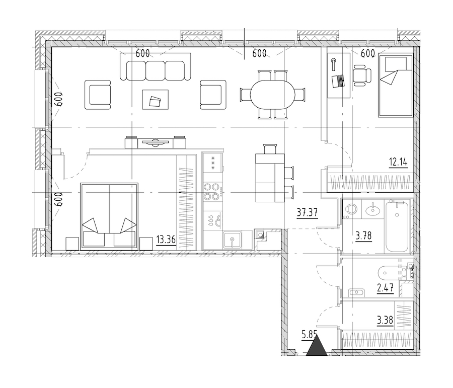 2-комнатная квартира 78.35 м², 8/9 эт., ЖК «LEGENDA Малоохтинский 68»
